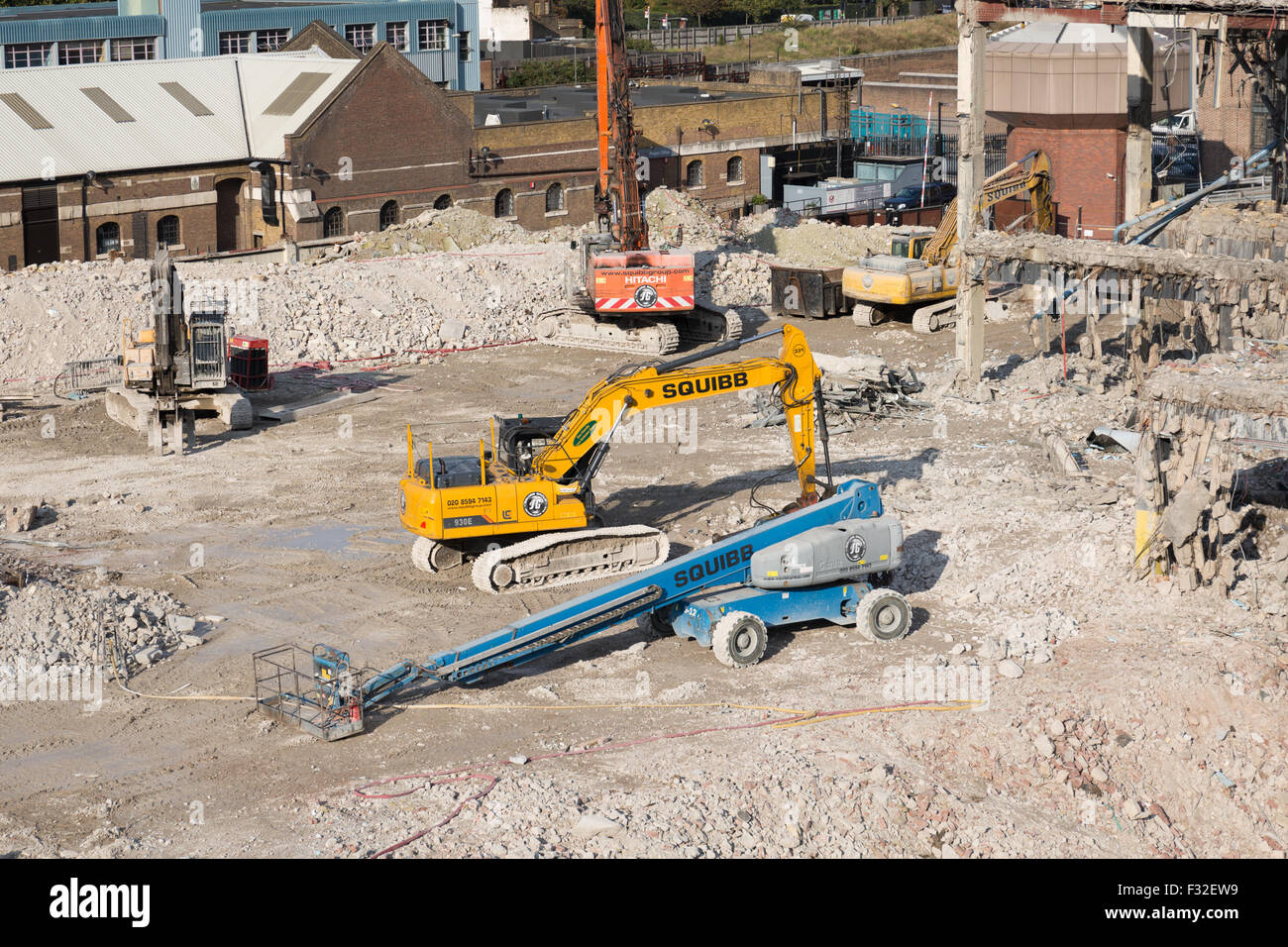 Heavy duty construction vehicle equipment at the London Dock