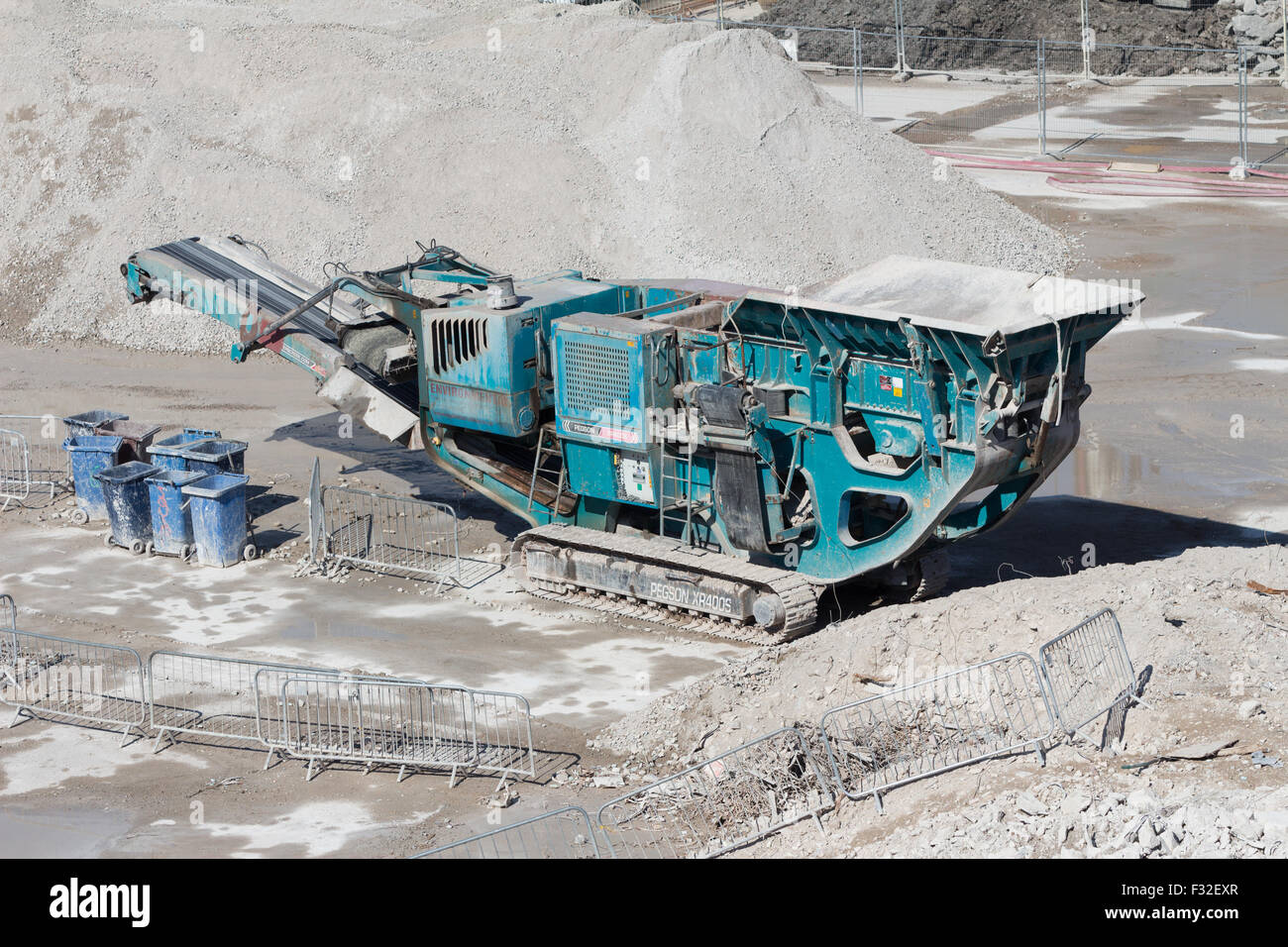 Heavy duty construction vehicle equipment at the London Dock construction building site, Wapping