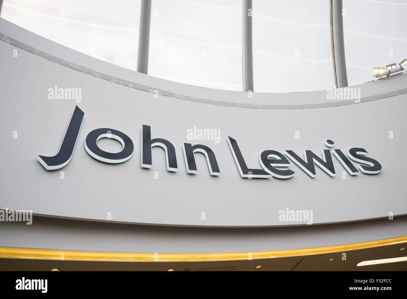 John Lewis store sign in Grand Central shopping centre, Birmingham