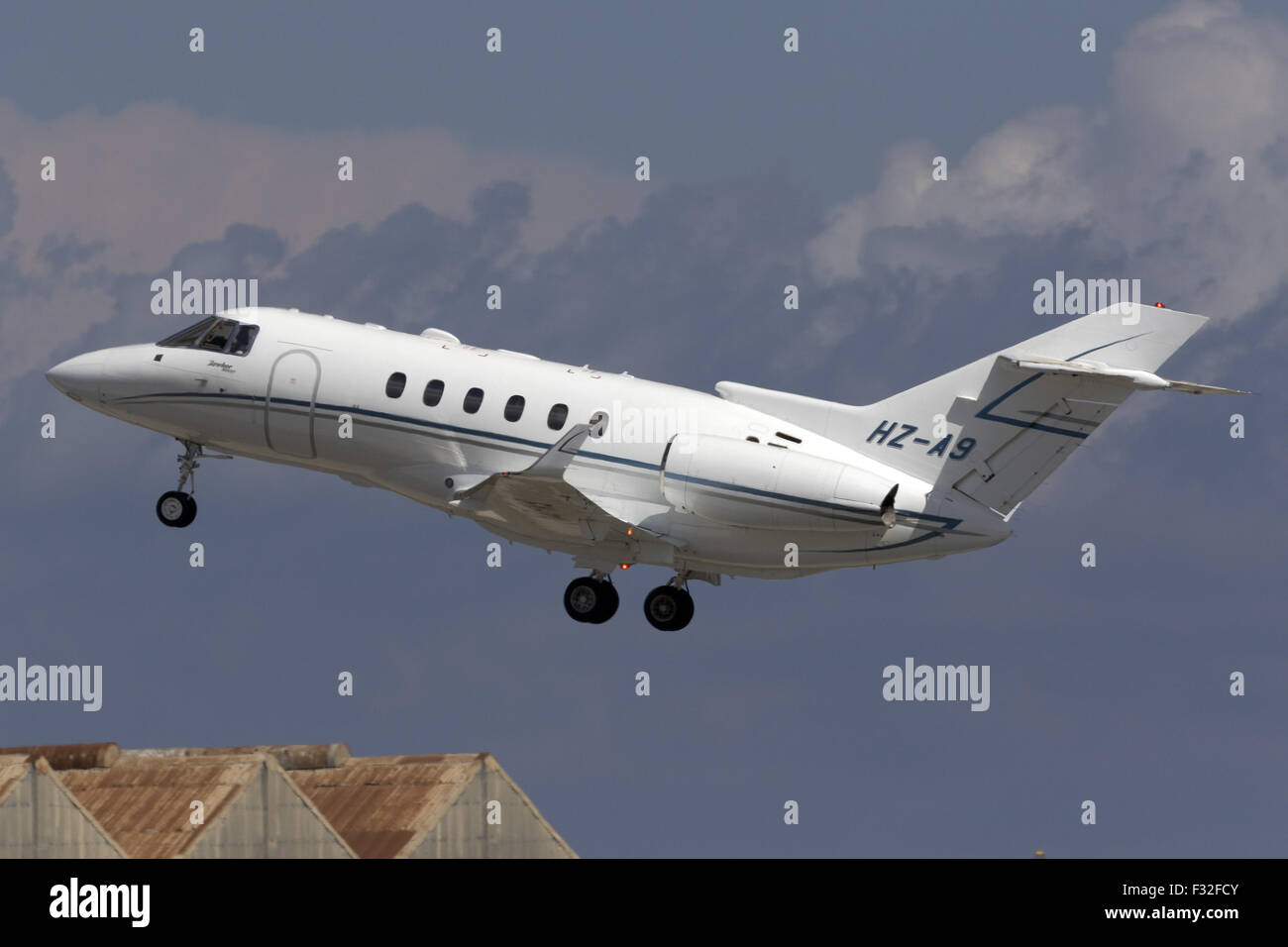 A Private Hawker 800XP taking off from runway 31 Stock Photo Alamy
