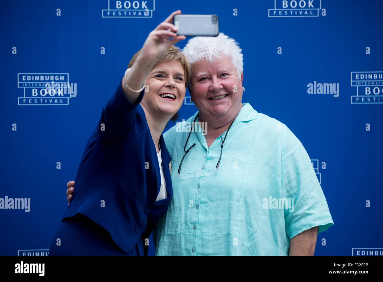 Scottish First minister Nicola Sturgeon and Scottish crime writer Val McDermid. Stock Photo