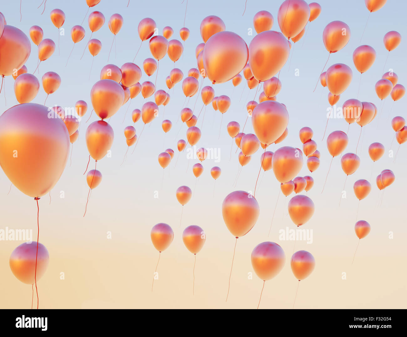 Colorful small balloons flying up to the sky Stock Photo - Alamy