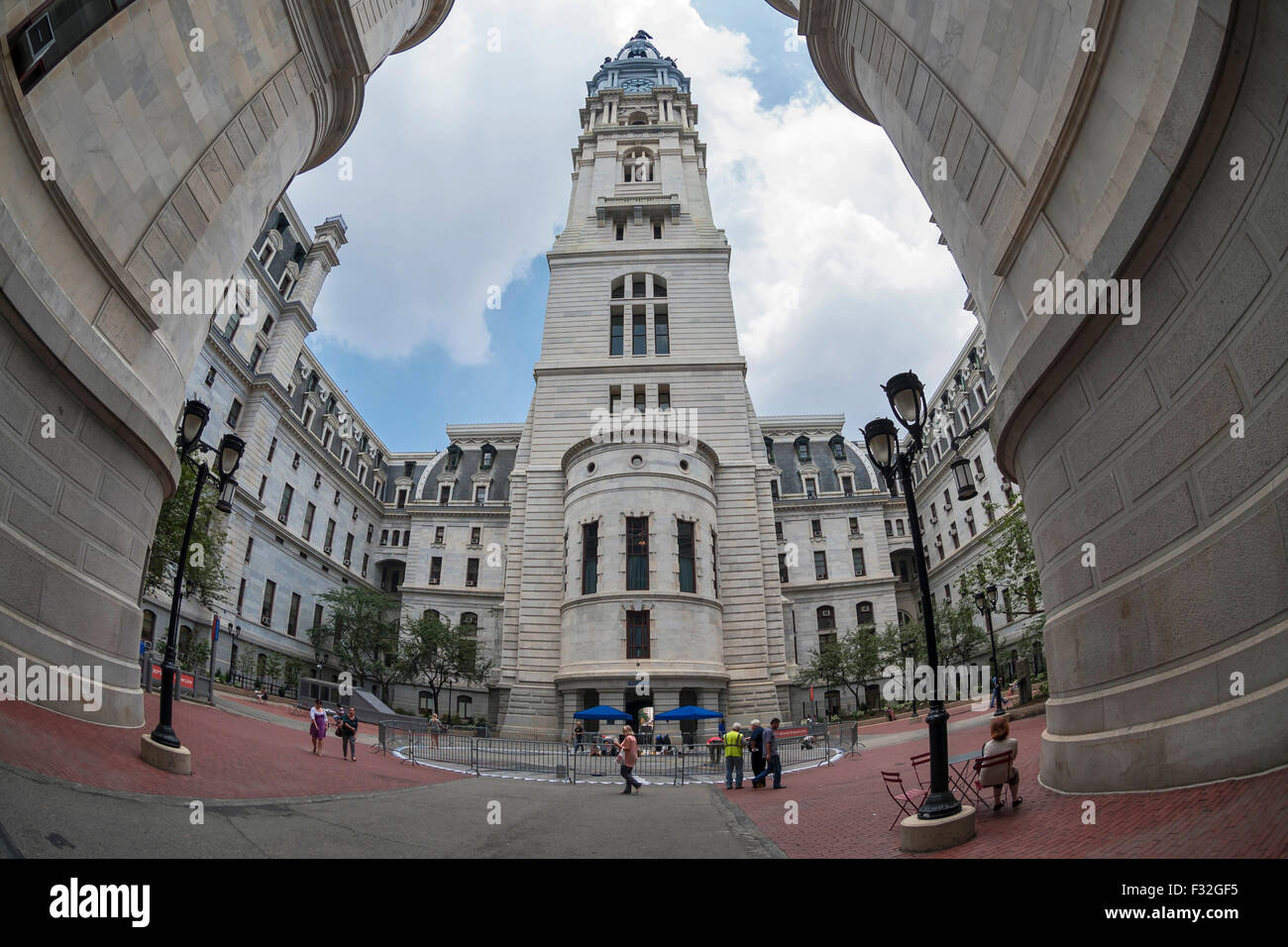 Main tower of  Philadelphia City Hall, nation’s largest municipal building - Pennsylvania, USA. Stock Photo