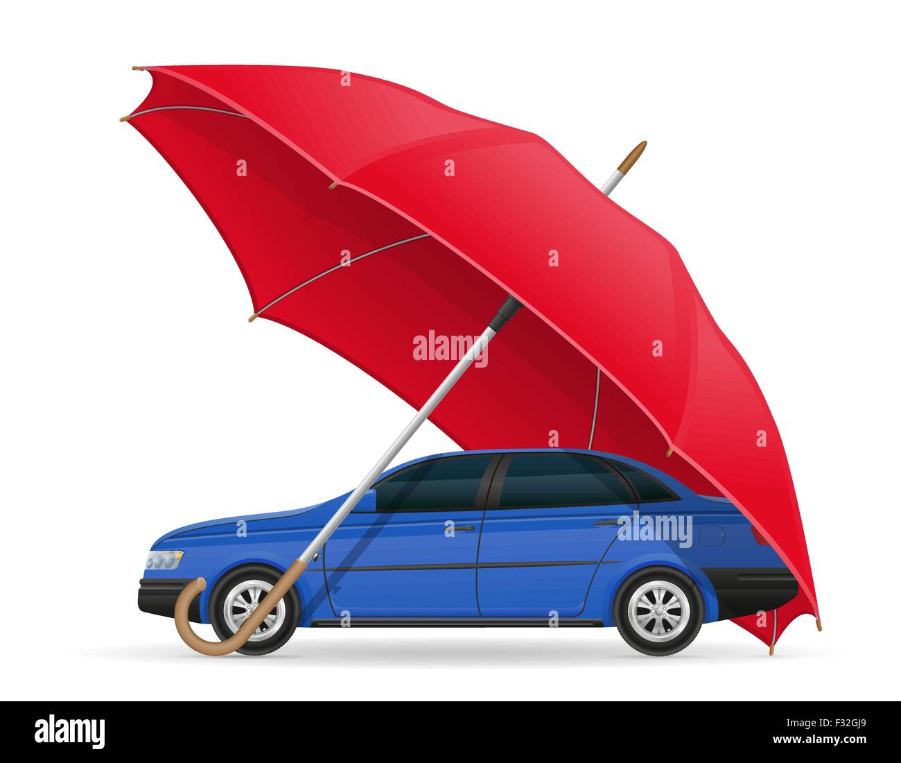 concept of protected and insured car umbrella vector illustration