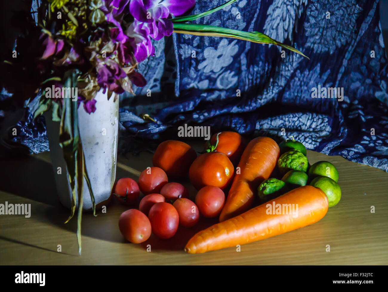Flowers and Fruits still life Stock Photo - Alamy