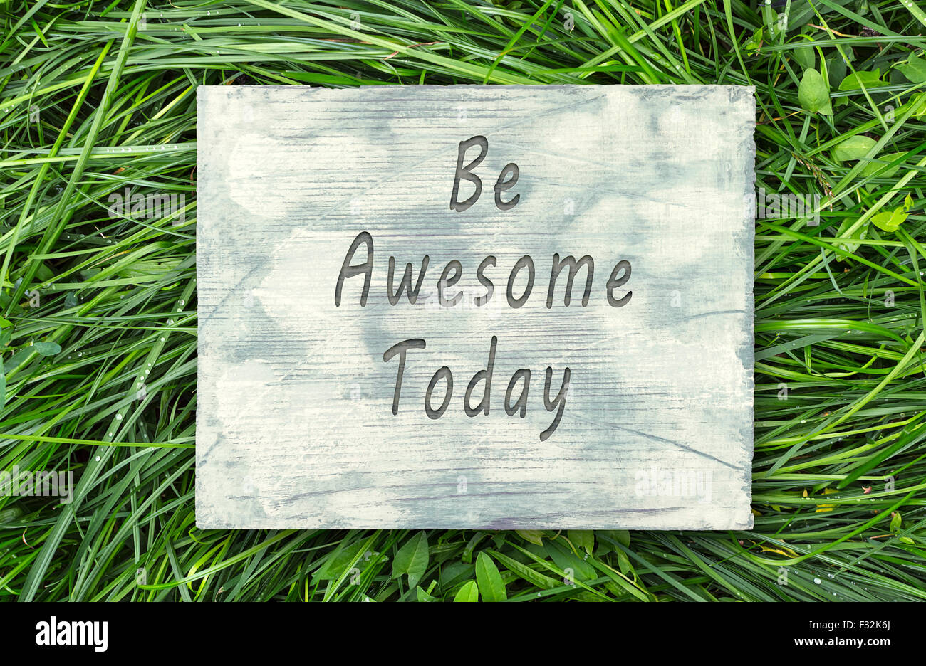 Vintage hipster motivational phrase note, Be Awesome Today sign. Stock Photo