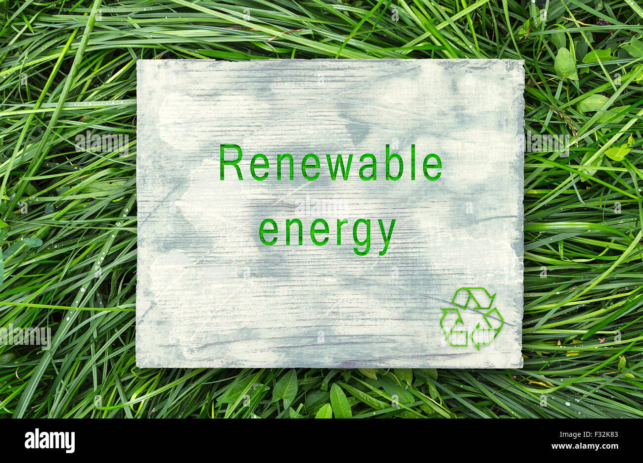 Message about ecological awareness, Renewable energy. Stock Photo