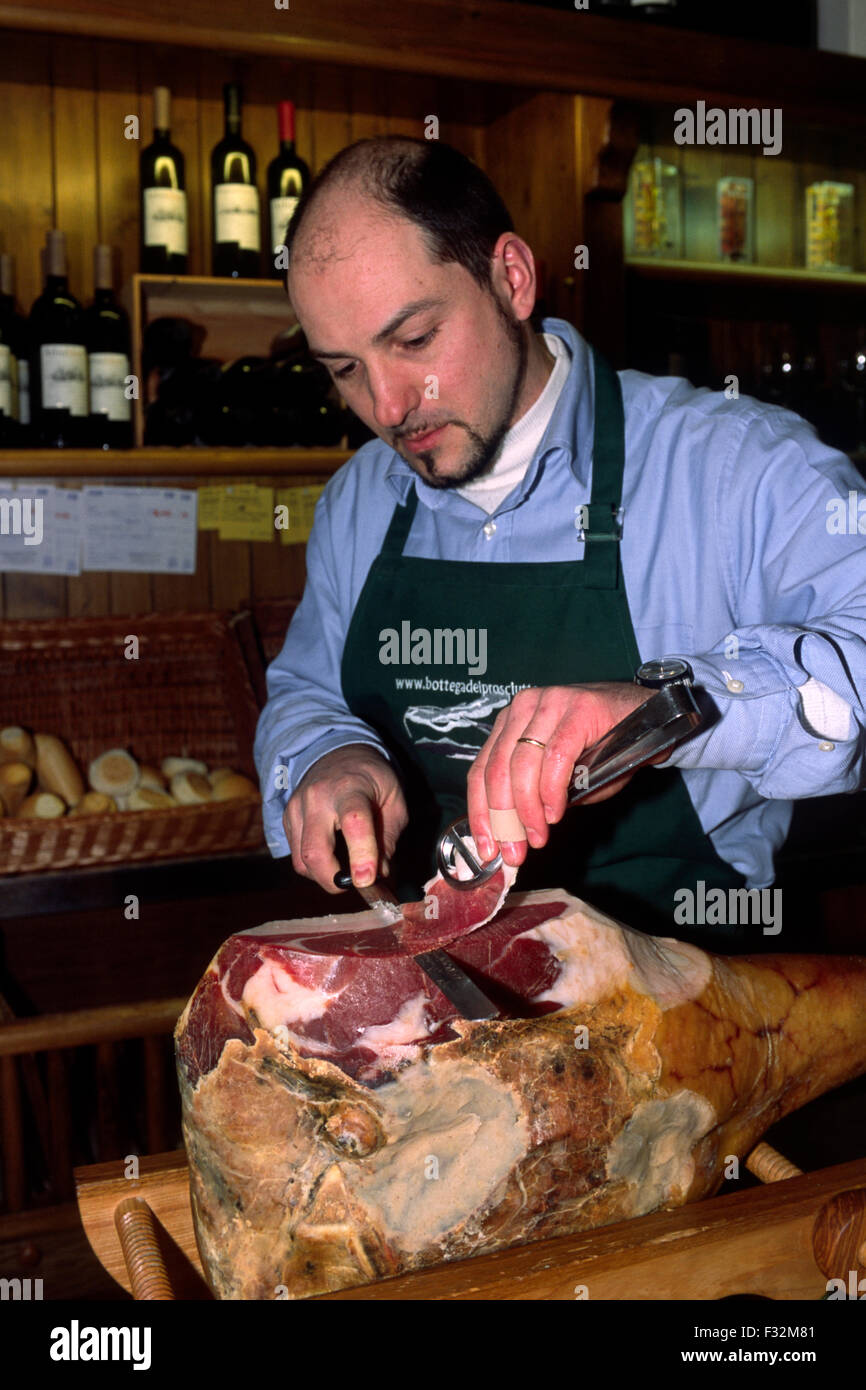Italy, Friuli Venezia Giulia, San Daniele del Friuli, ham shop Stock Photo