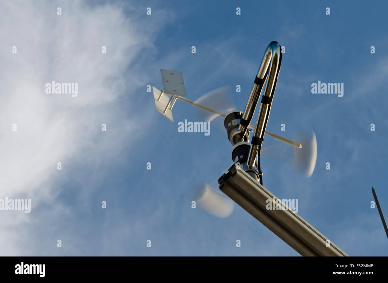 Anemometer and wind vane on blue sky Stock Photo Alamy