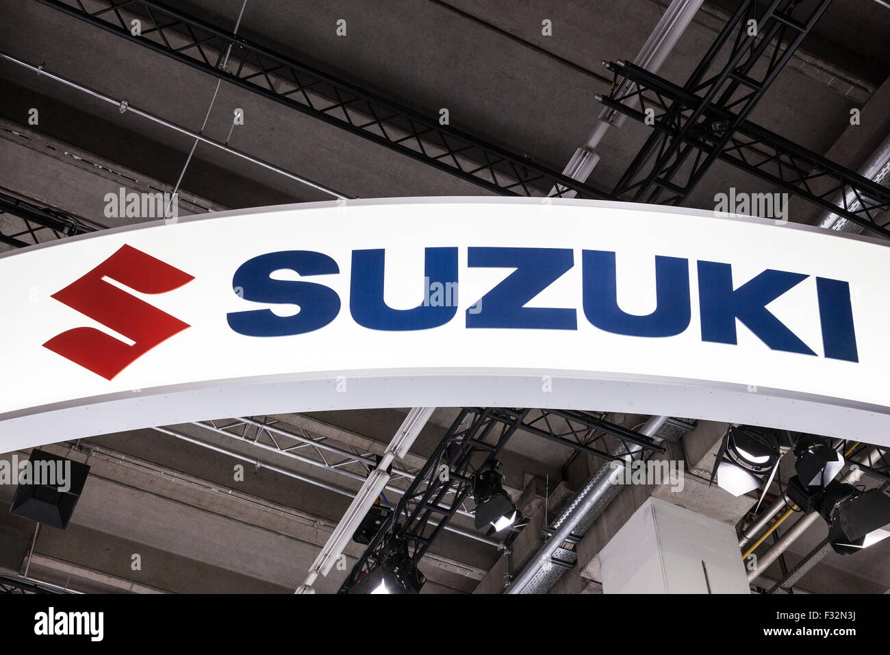 The new Suzuki Logo at the IAA International Motor Show 2015 Stock Photo