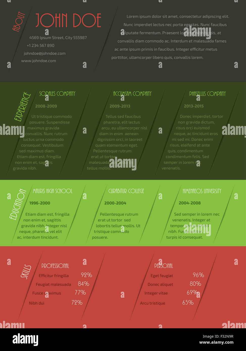 Cool colorful curriculum vitae cv resume template design Stock Photo ...