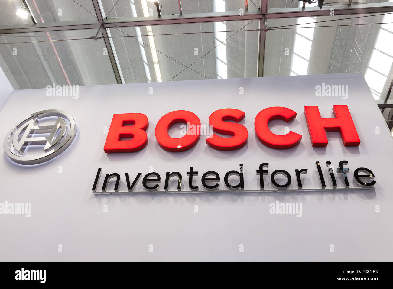 Bosch Company Logo and slogan at the IAA International Motor Show 2015  Stock Photo - Alamy