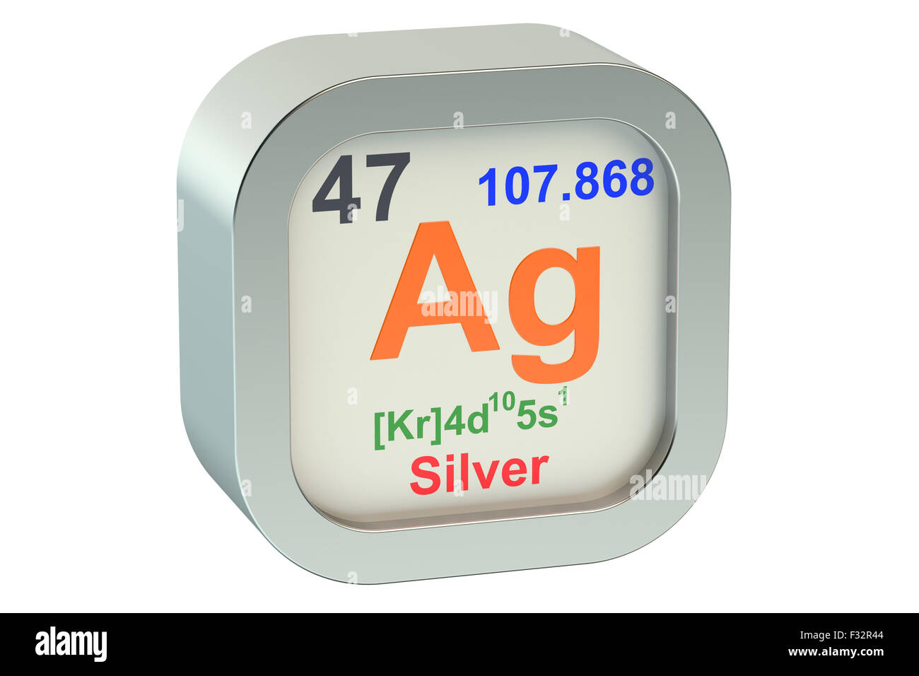 Silver element symbol  isolated on white background Stock Photo