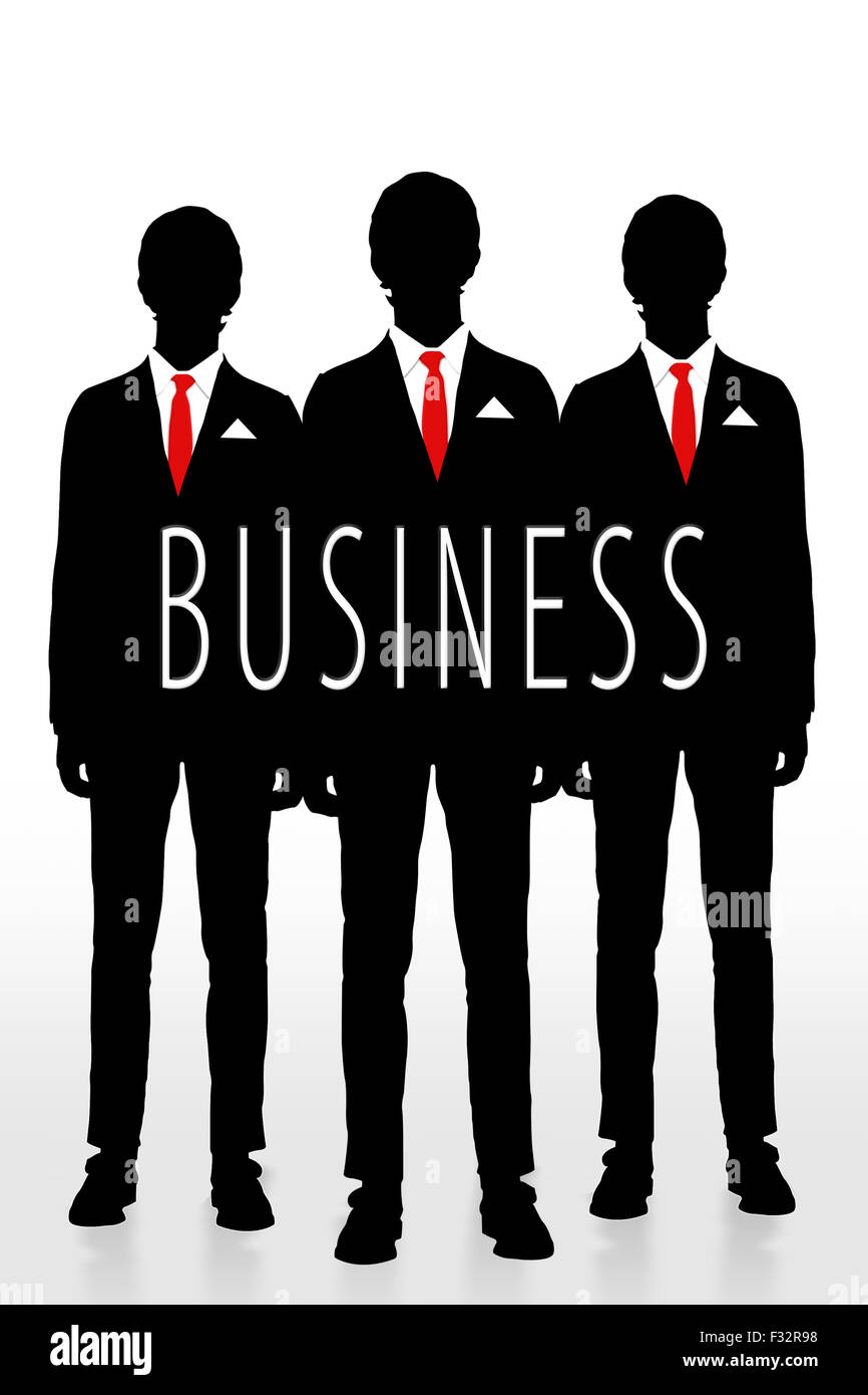illustration of three businessmen on white background Stock Photo - Alamy
