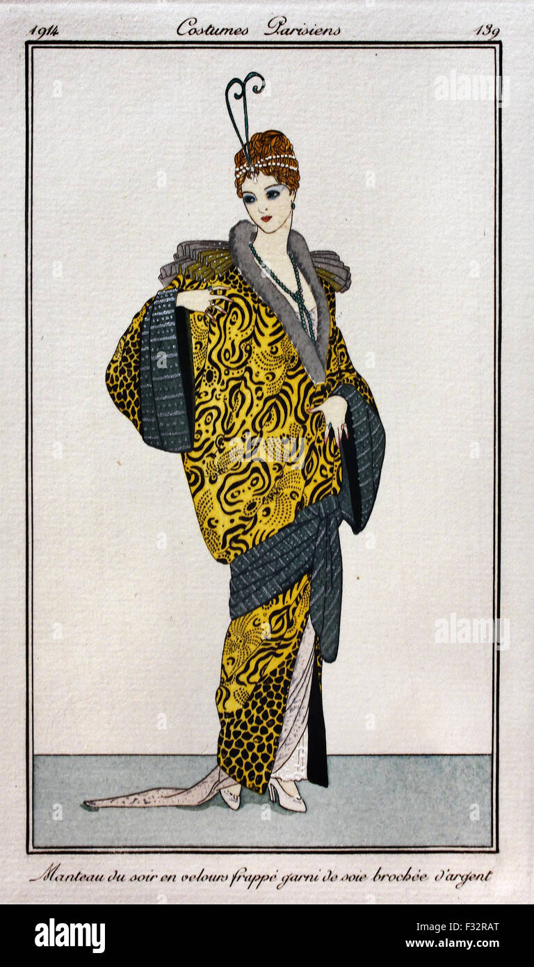 Journal des Dames et des Modes - The Fashion Illustrators 1912-1914 Published by Tom Antongini hand colored  engravings Paris Stock Photo