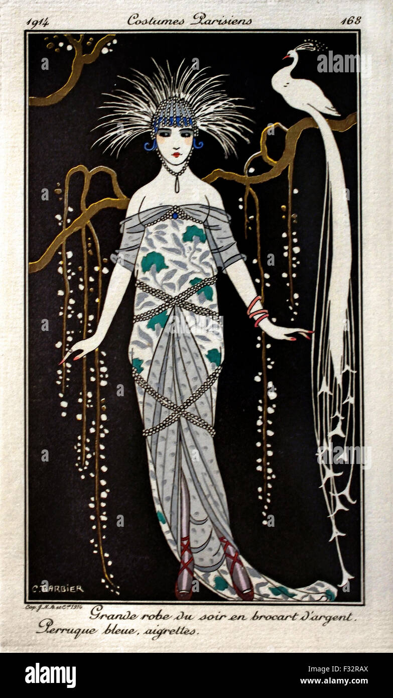 Journal des Dames et des Modes - The Fashion Illustrators 1912-1914 Published by Tom Antongini hand colored  engravings Paris Stock Photo