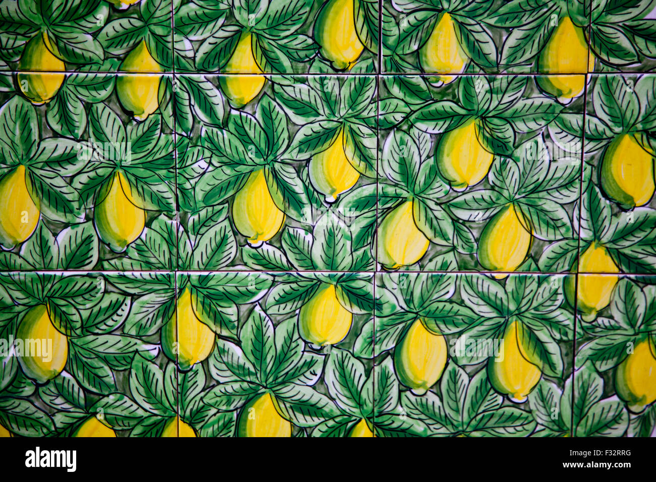 Lemons painted on ceramic tiles. Portugal Stock Photo - Alamy