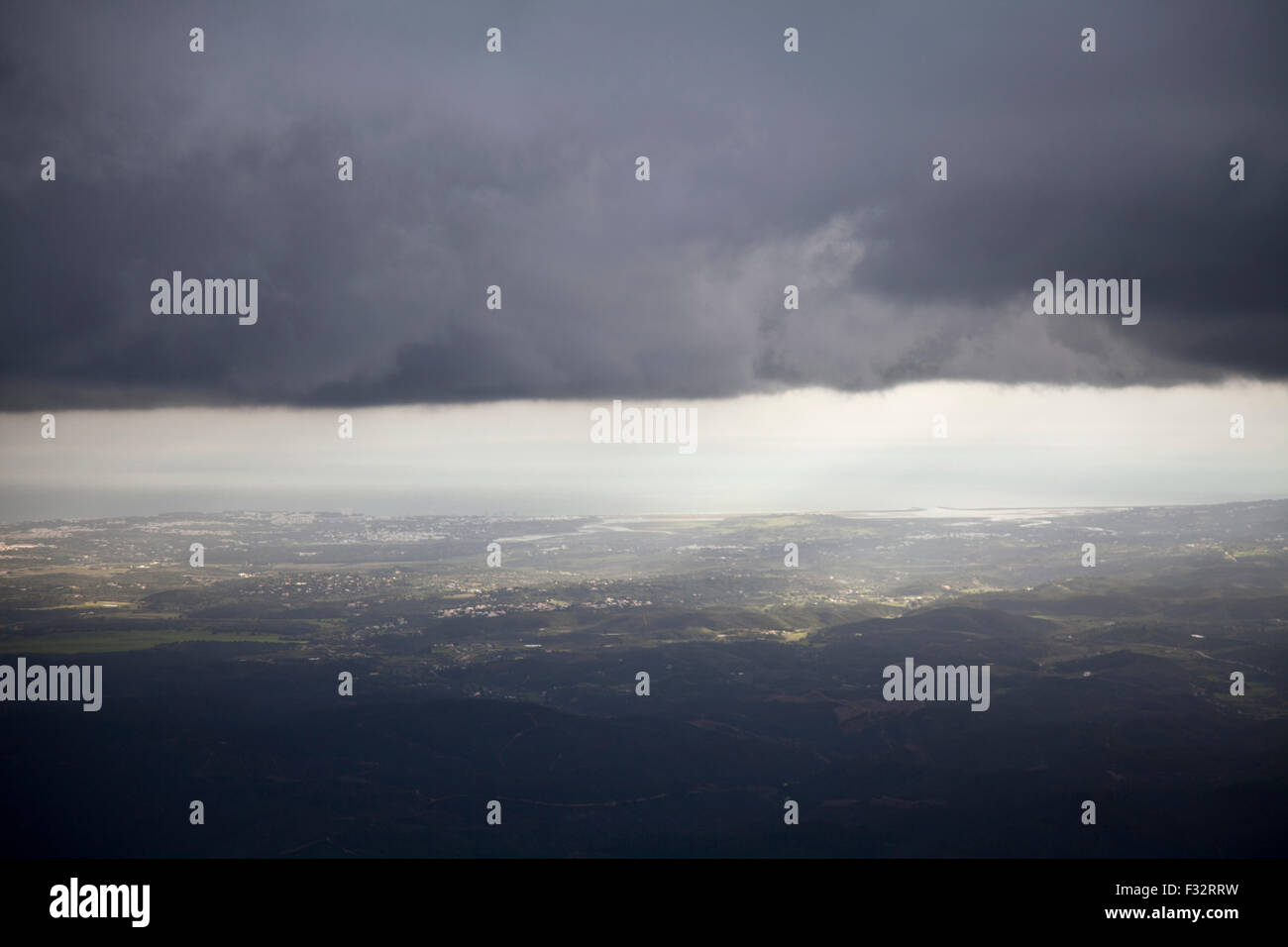 Dramatic stormy sky over the Algarve, Portugal. Stock Photo