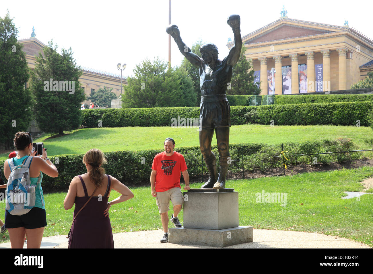 The statue of boxer Rocky Balboa, in front of the Philadelphia Museum of Art, in Pennsylvania, USA Stock Photo