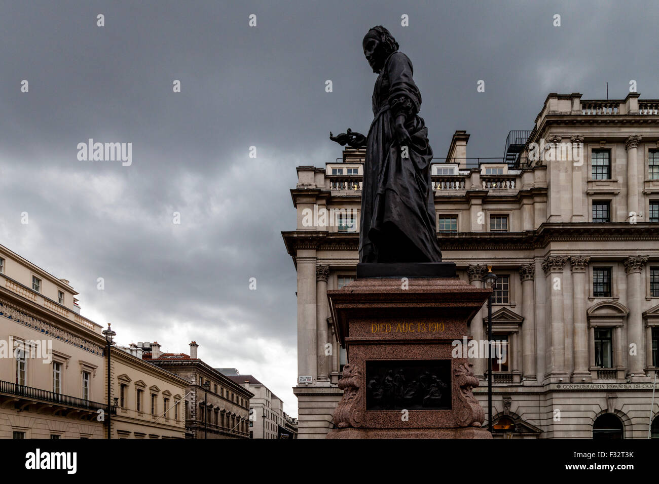 The Statue Of Florence Nightingale, Waterloo Place, London, UK Stock