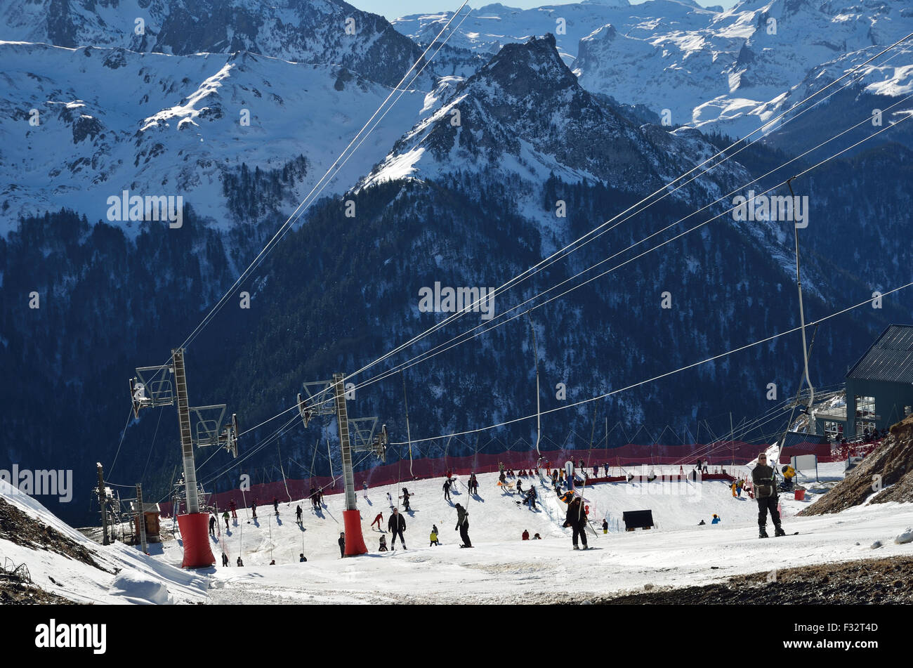 Artouste ski resort against the mountain range Stock Photo