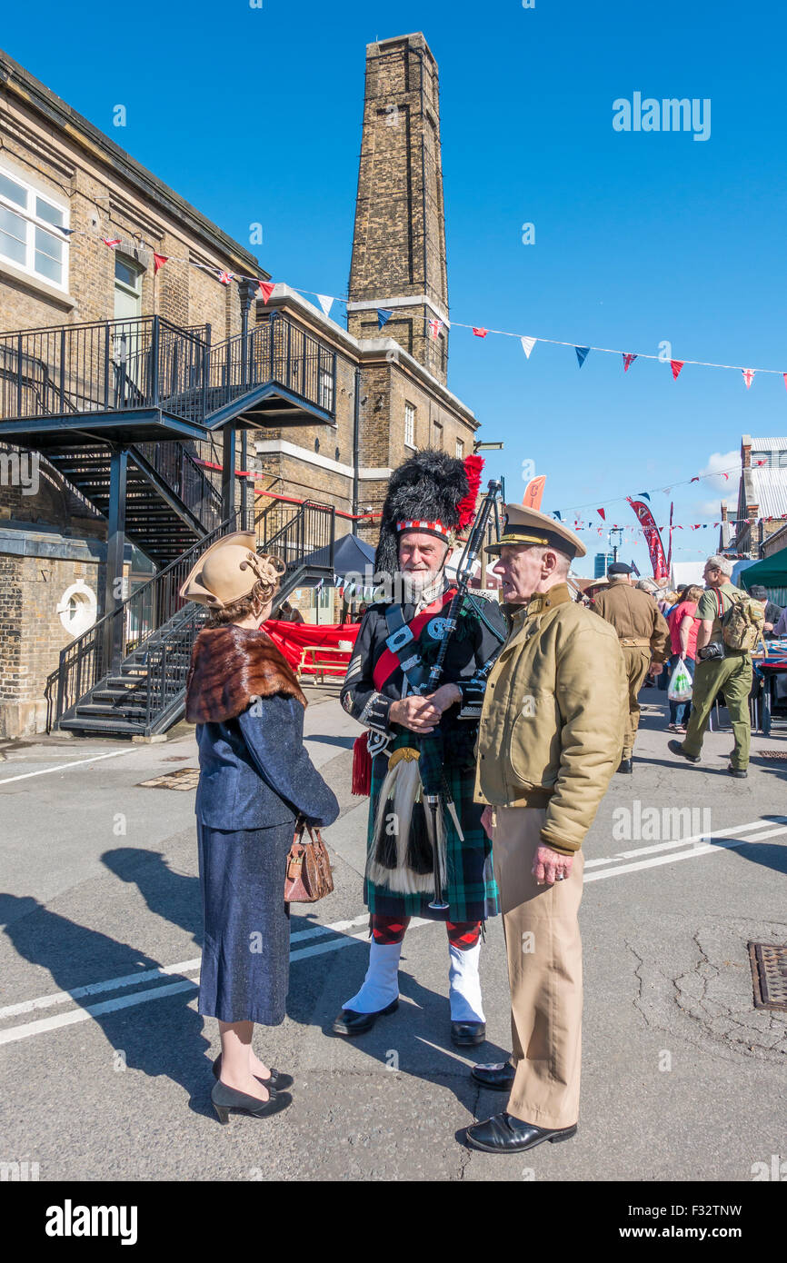 1940s re-enactors Salute to the 40s Chatham Historic Dockyard Kent Stock Photo