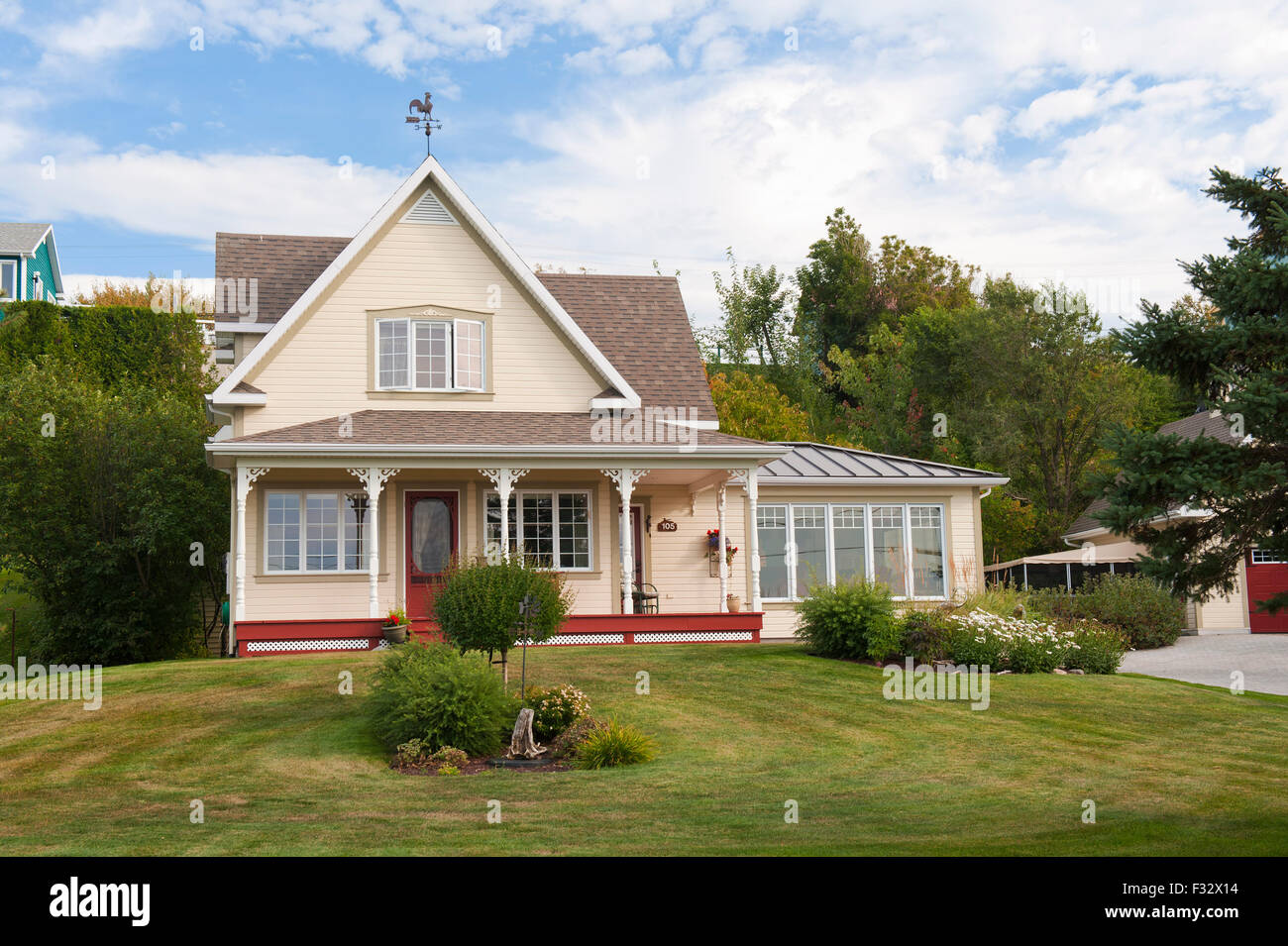 Two storey house in the village of Kamouraska, province of Quebec