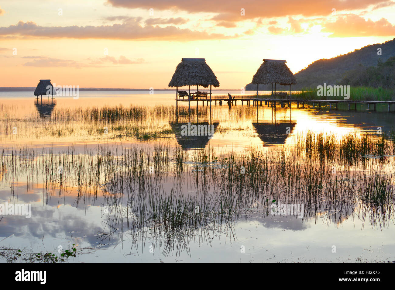 Sunset at the lake Peten Itza in El Ramate, Guatemala Stock Photo Alamy