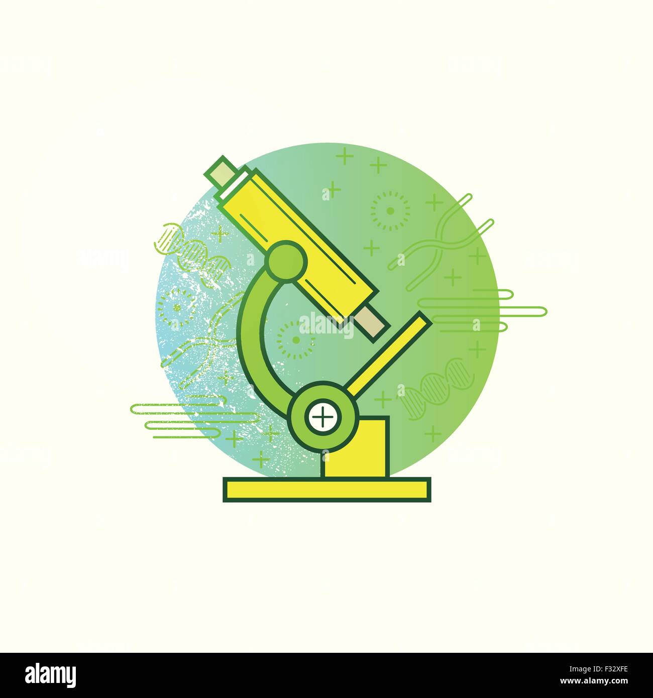 Microscope Vector. A science microscope on a biology background. Vector illustration Stock Vector