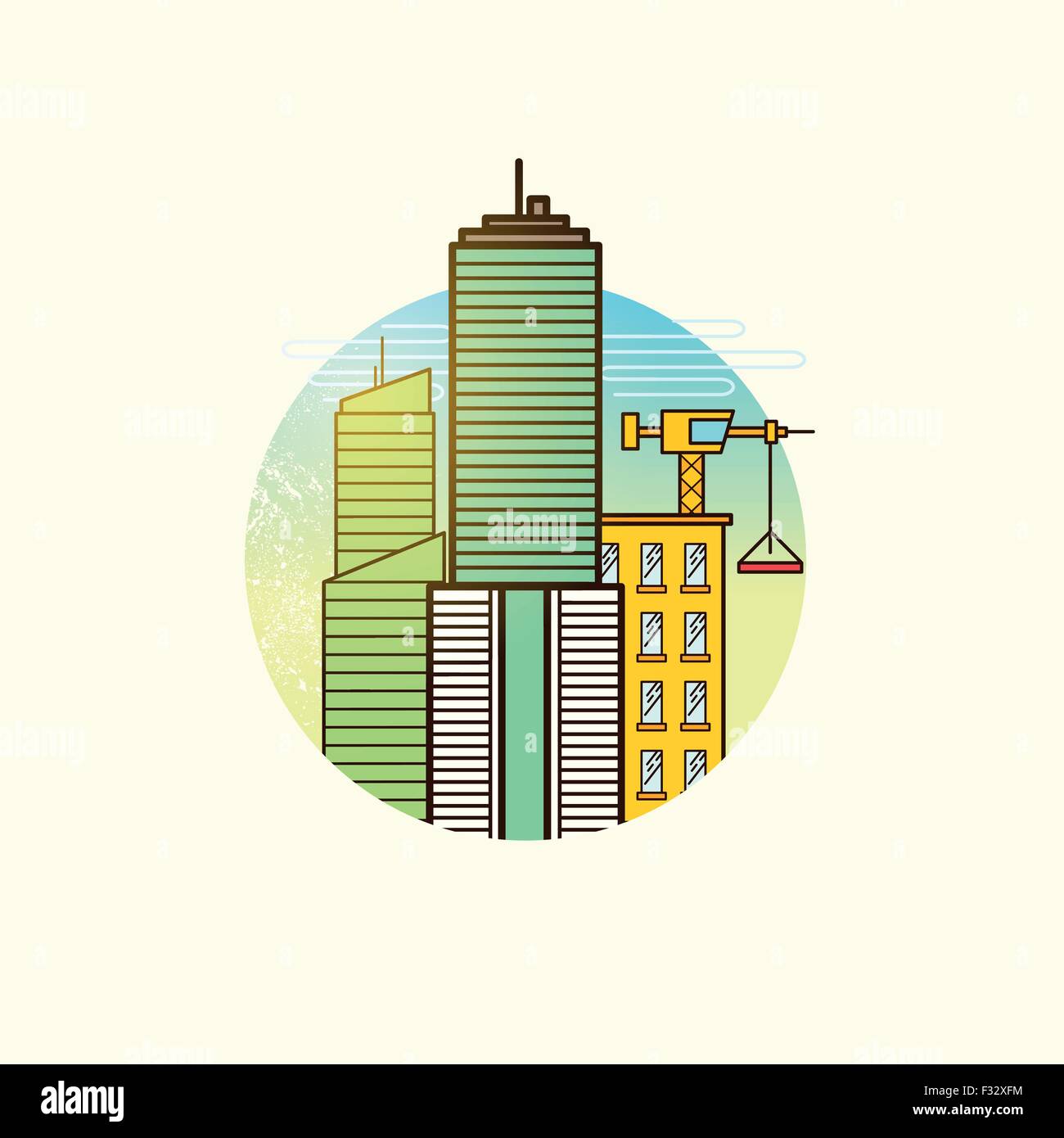 Developing City Vector. Construction and real estate vector illustration symbol. Stock Vector