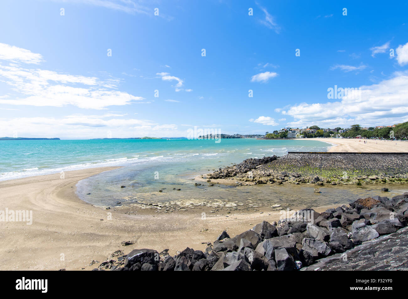 Mission Bay is a beautiful white-sand beach which is located at Auckland,New Zealand Stock Photo