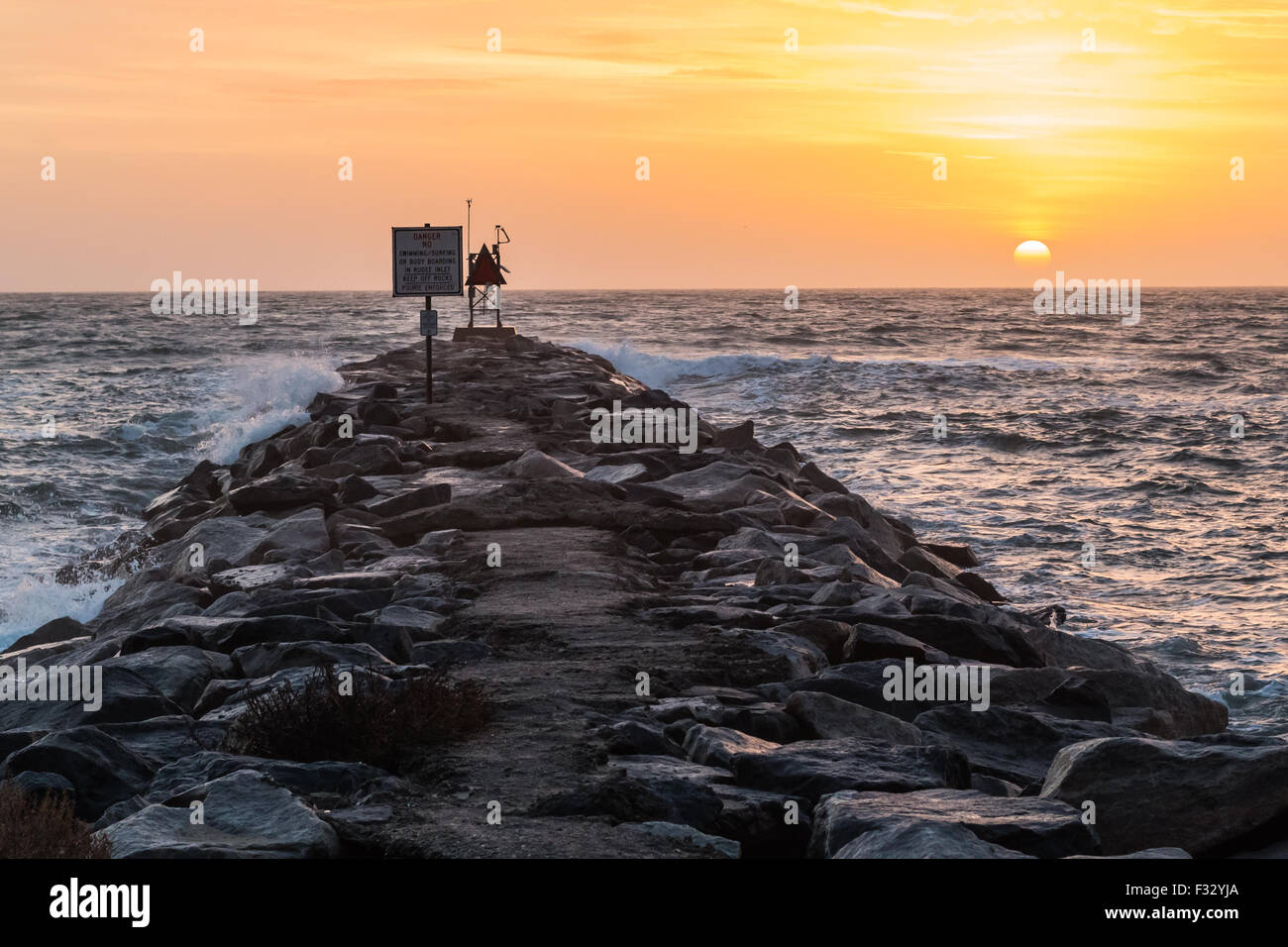 Virginia Beach oceanfront jetty at Rudee Inlet Stock Photo Alamy