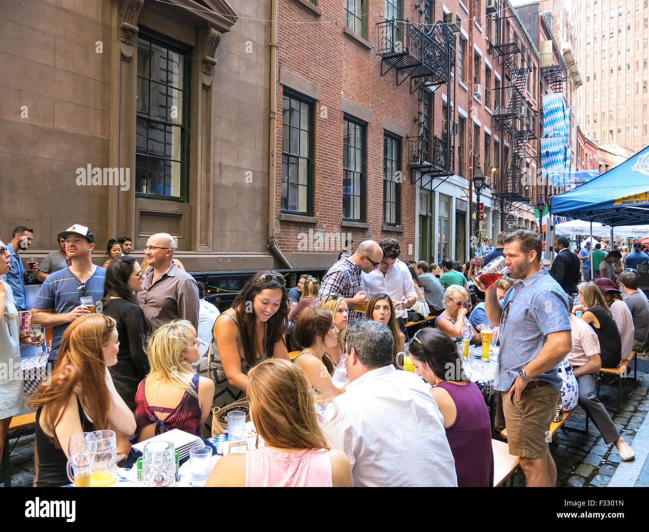 Stone Street Historic District in Lower Manhattan, NYC, USA Stock Photo