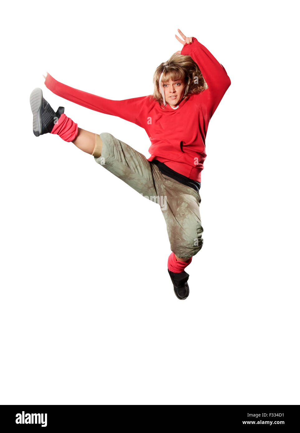 Teenager dancing breakdance in action over white Stock Photo Alamy