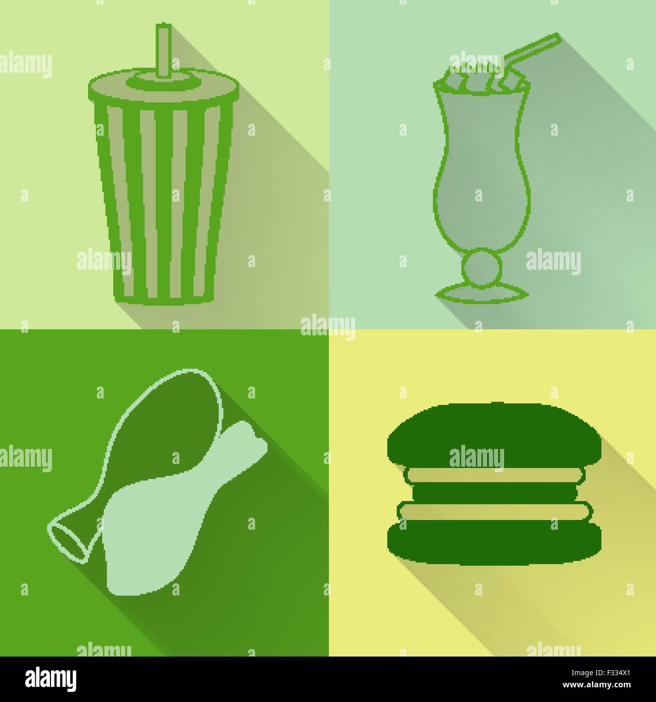 Set Of Four Colored Fast Food Icons Stock Vector Image And Art Alamy 7054