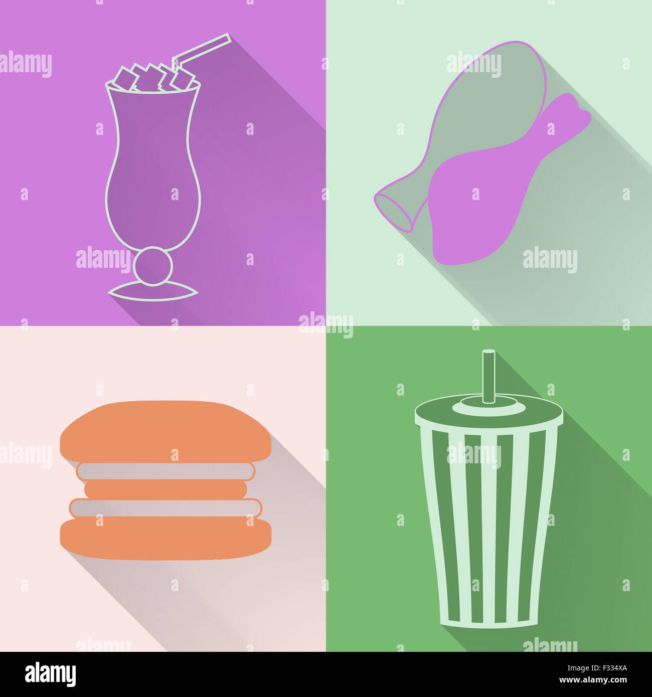 Set of four colored fast food icons Stock Vector Image & Art - Alamy
