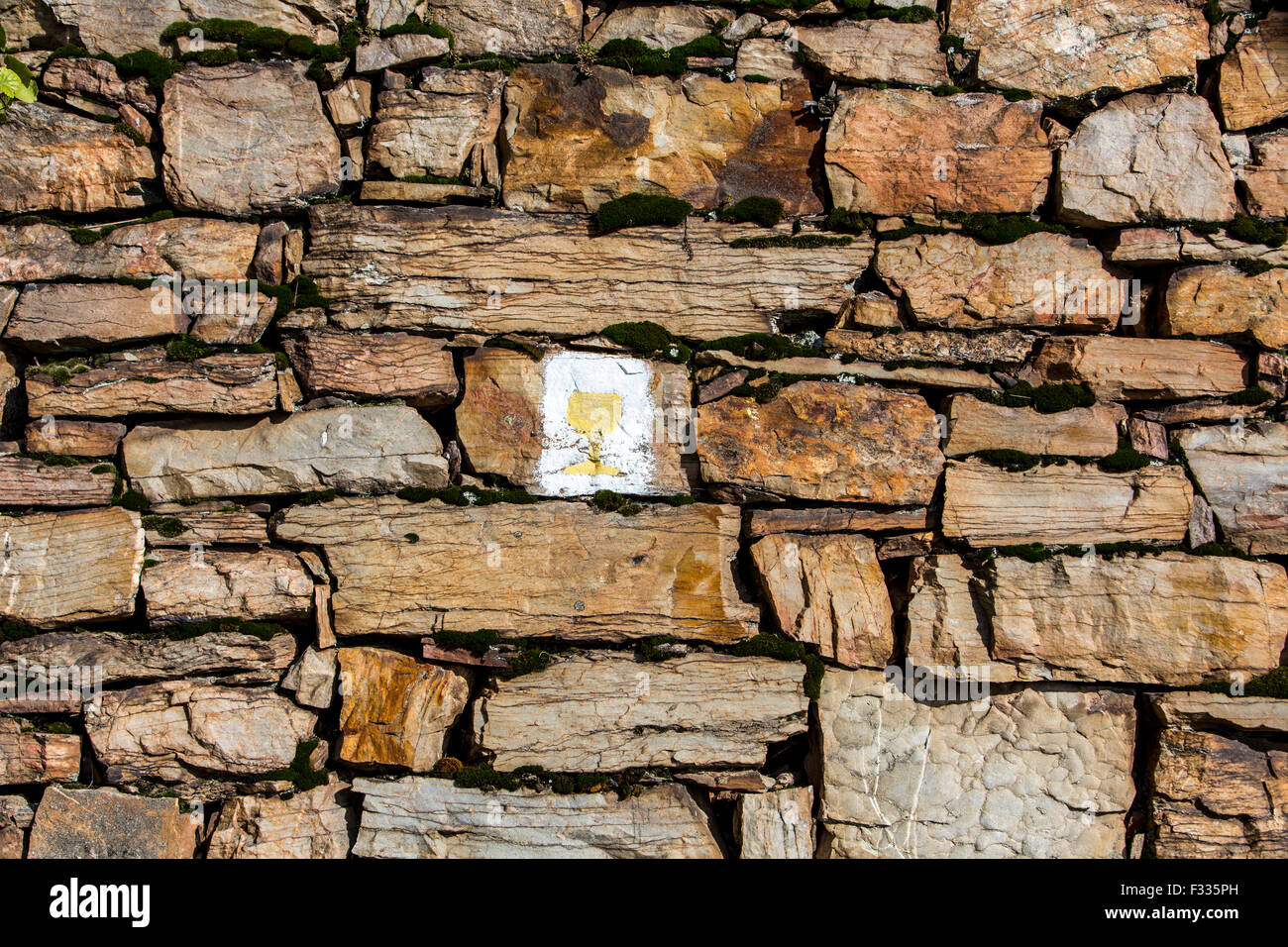 natural stone masonry, in a vineyard, Rudesheim, Rhine valley, Germany Stock Photo