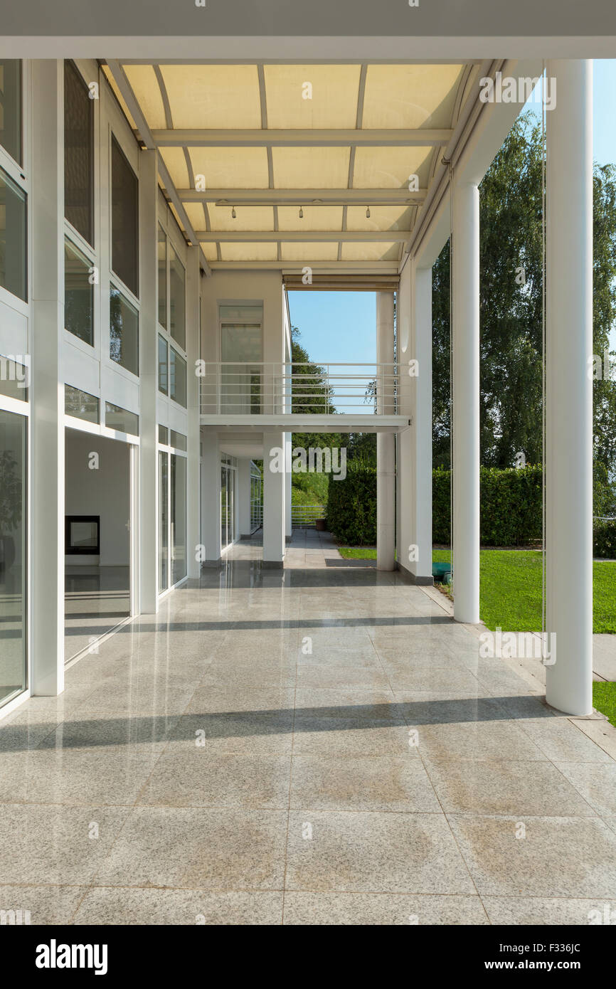 Architecture, wide veranda of a modern house, exterior Stock Photo - Alamy