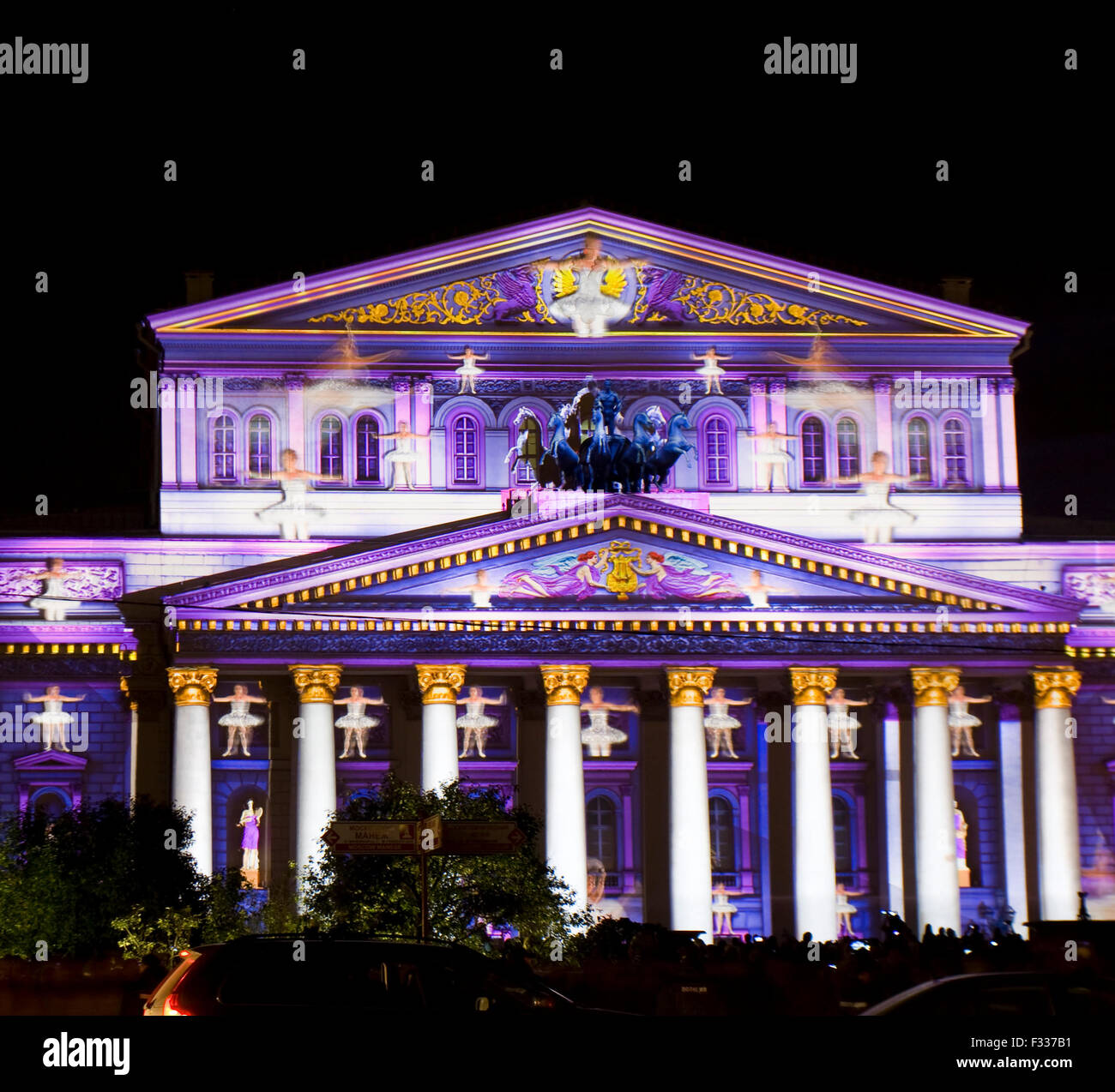 Moscow, Russia - October 06, 2013: Big (Bolshoy) theatre illuminated ...
