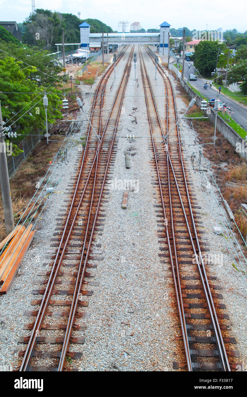 Electric train track Stock Photo Alamy