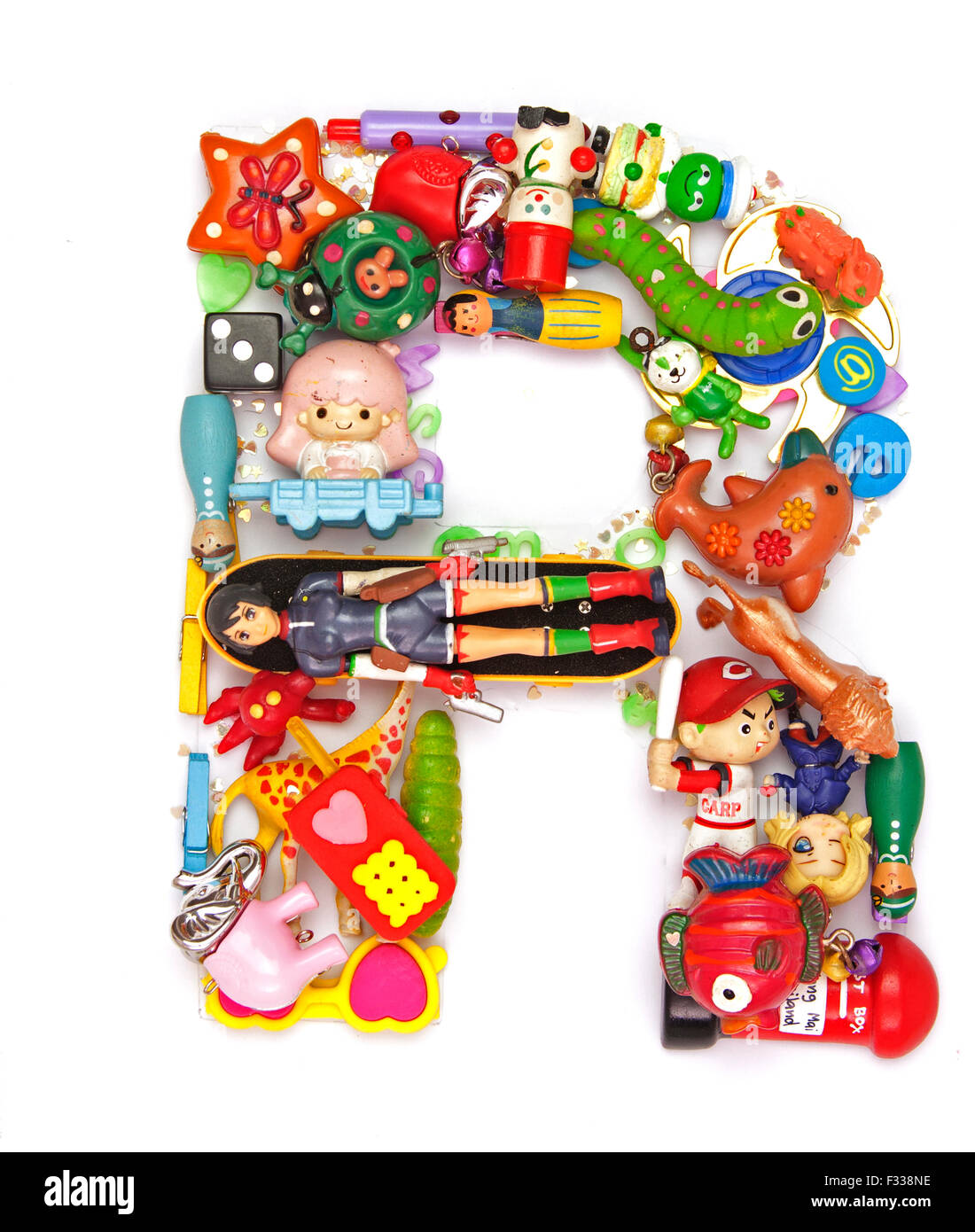 the letter R made from small toys Stock Photo - Alamy
