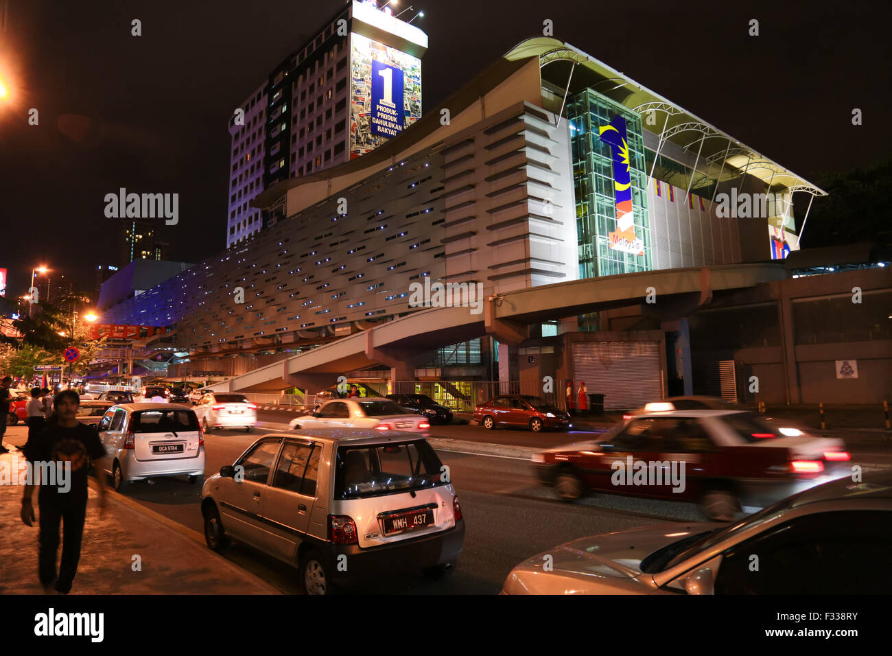 Night street scenery around Pudu Sentral building, Kuala Lumpur Malaysia. Stock Photo