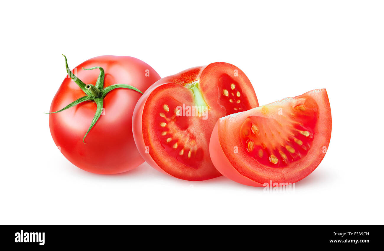 Fresh tomatoes isolated on white Stock Photo