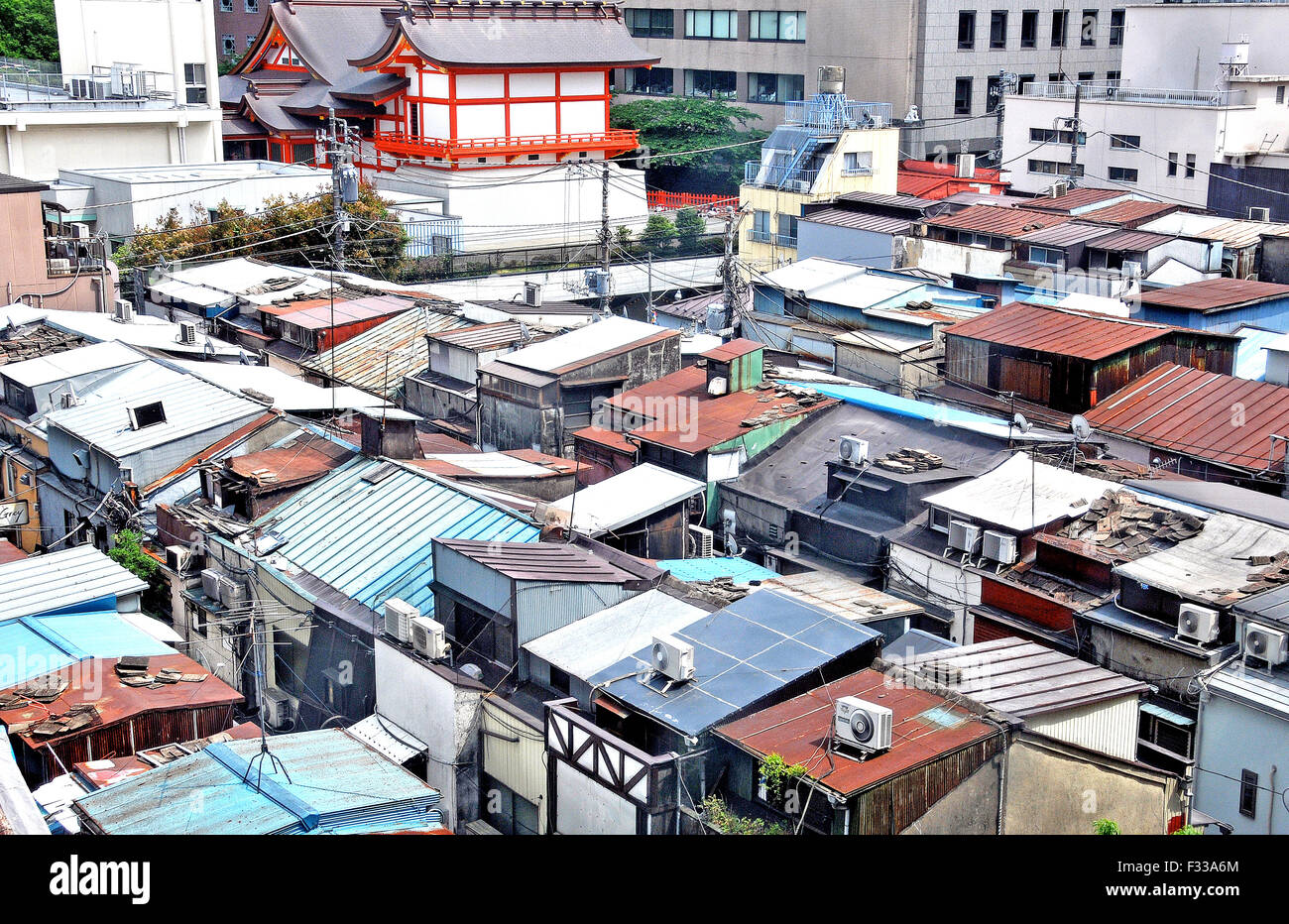 aerial view on Golden Gai pubs Shinjuku Tokyo Japan Stock Photo