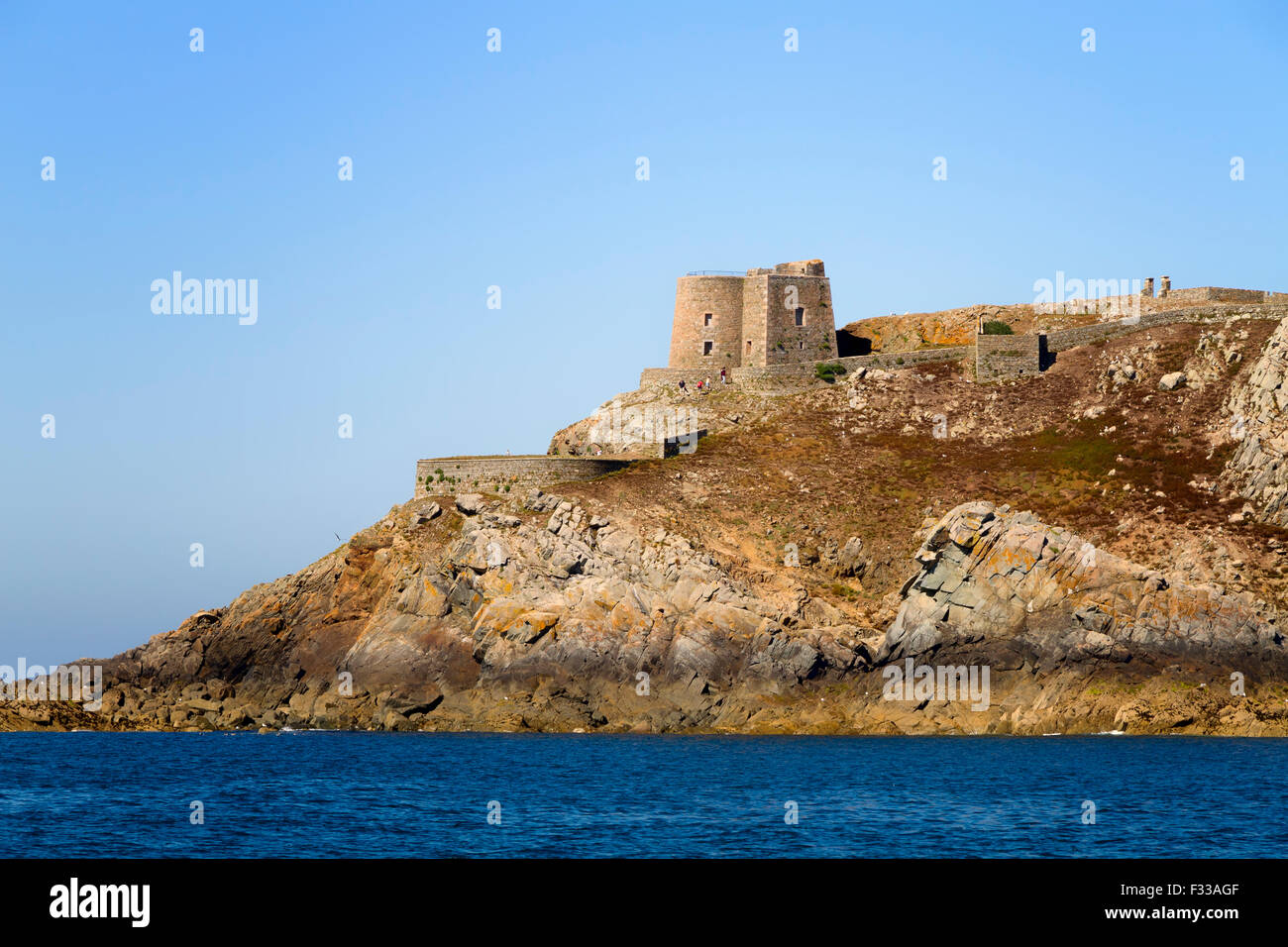 The fort in Moines Island, Ile aux Moines, Sept-Iles archipelago, Cotes d'Armor, Brittany, France. Stock Photo
