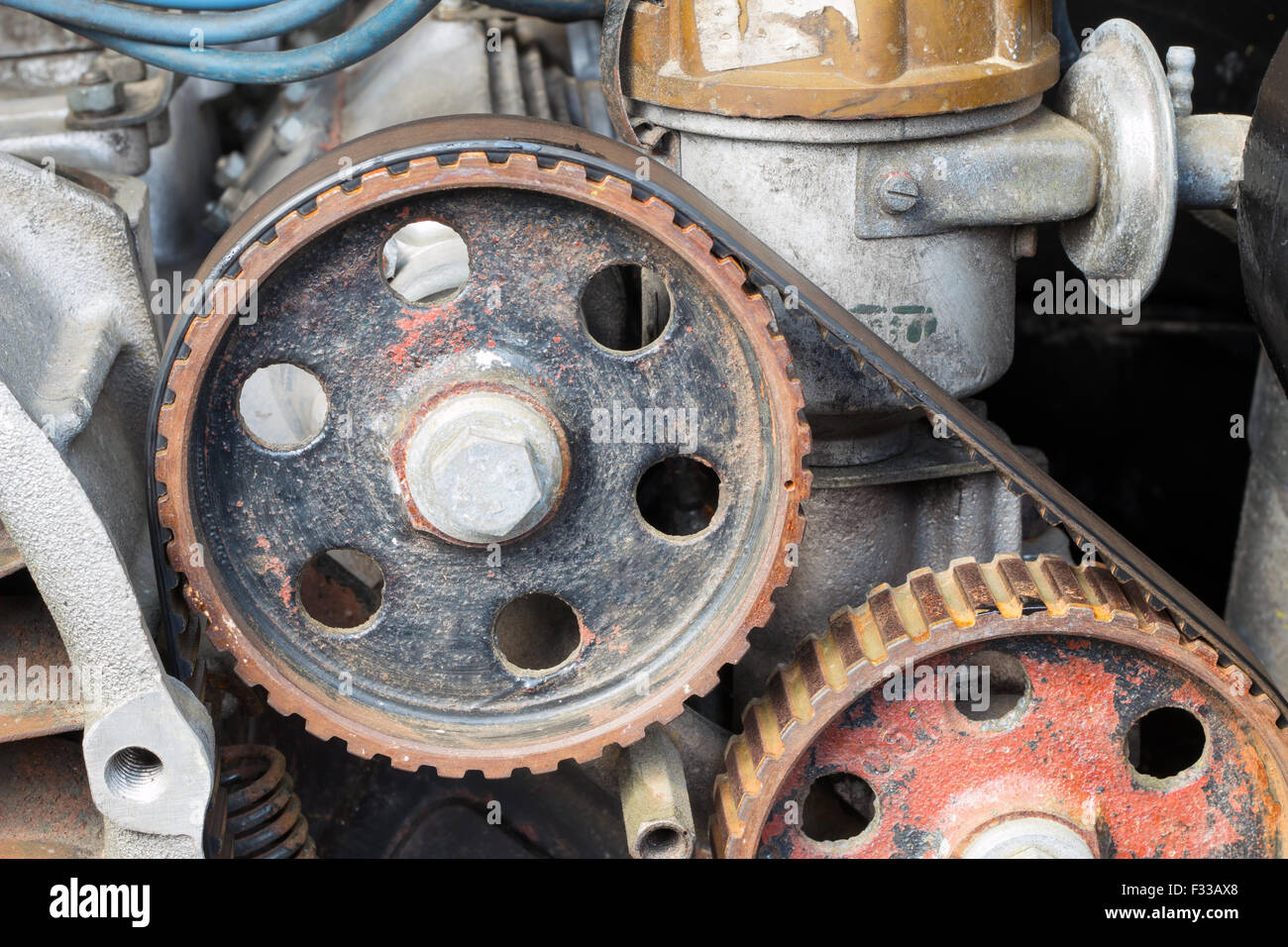 Detail of the old petrol engine Stock Photo