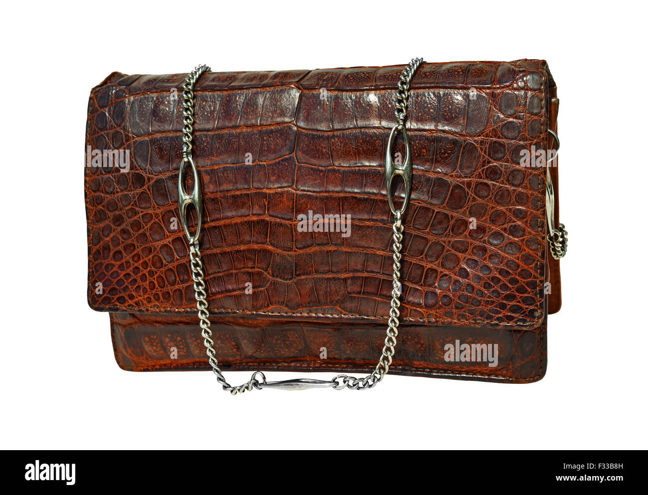 Brown Briefcase with crocodile dressed textured material. Suitcase Stock  Photo - Alamy