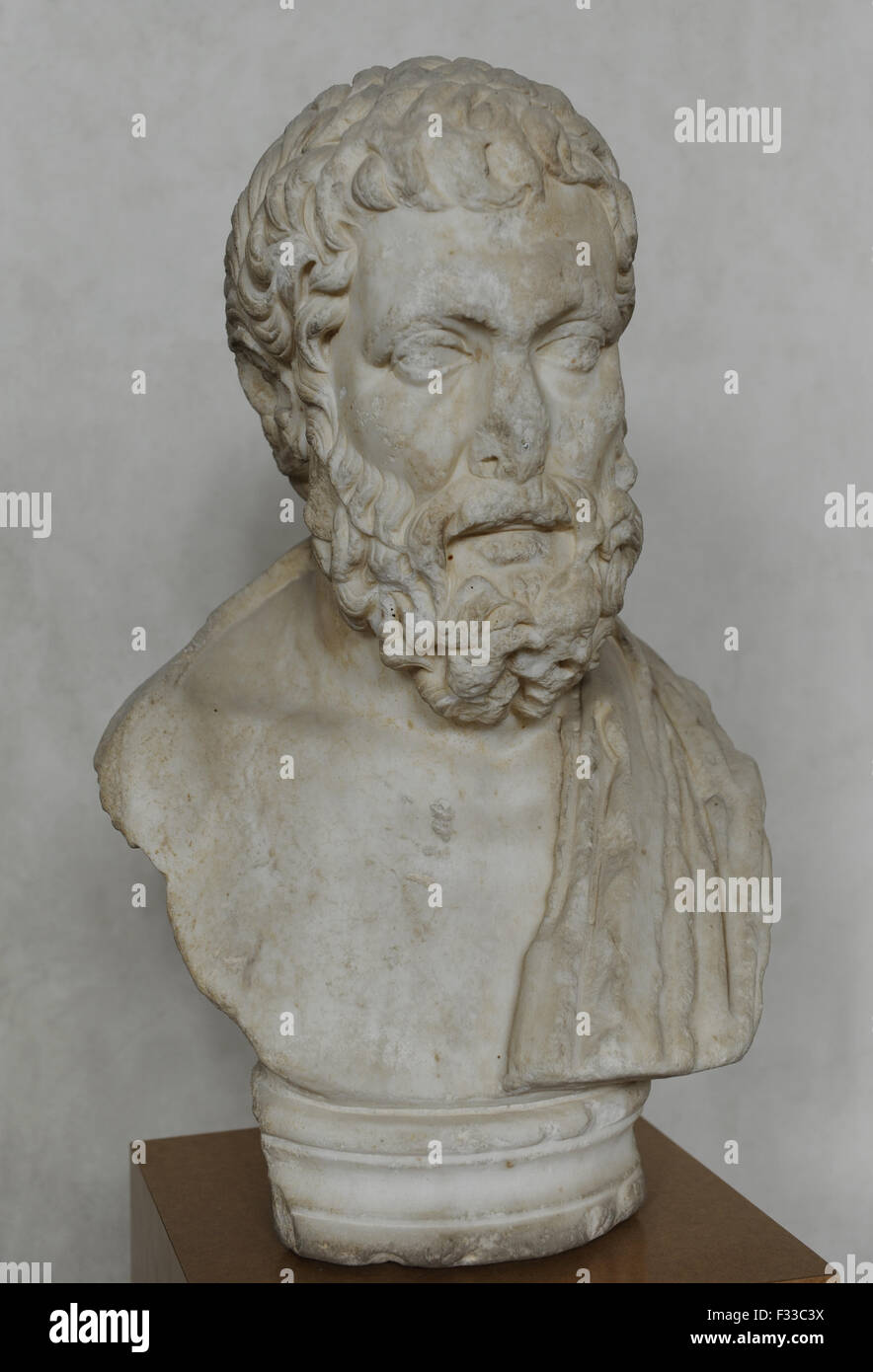 Philosopher. Bust. Marble. Samaria. Roman period, 1st century AD. Epicurean school. Rockefeller Archaeological Museum. Jerusalem. Israel. Roman copy. Stock Photo
