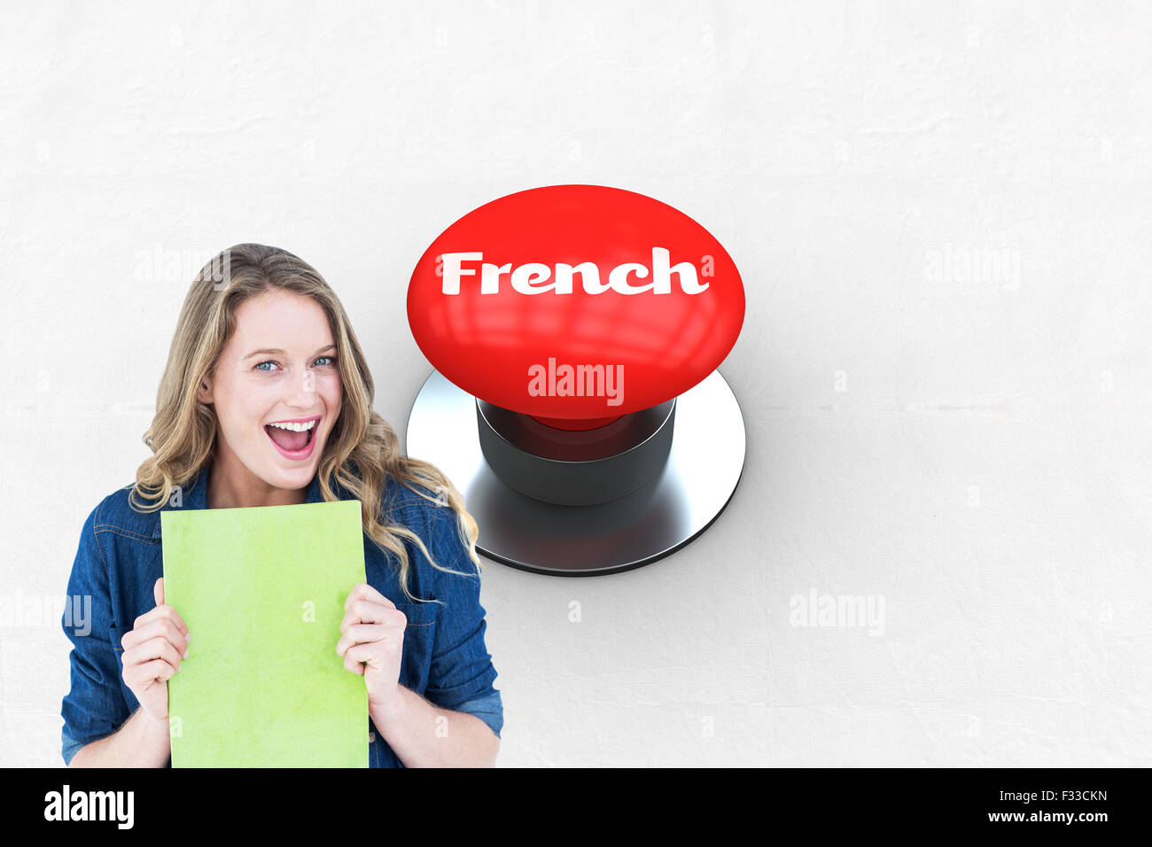 French against digitally generated red push button Stock Photo - Alamy