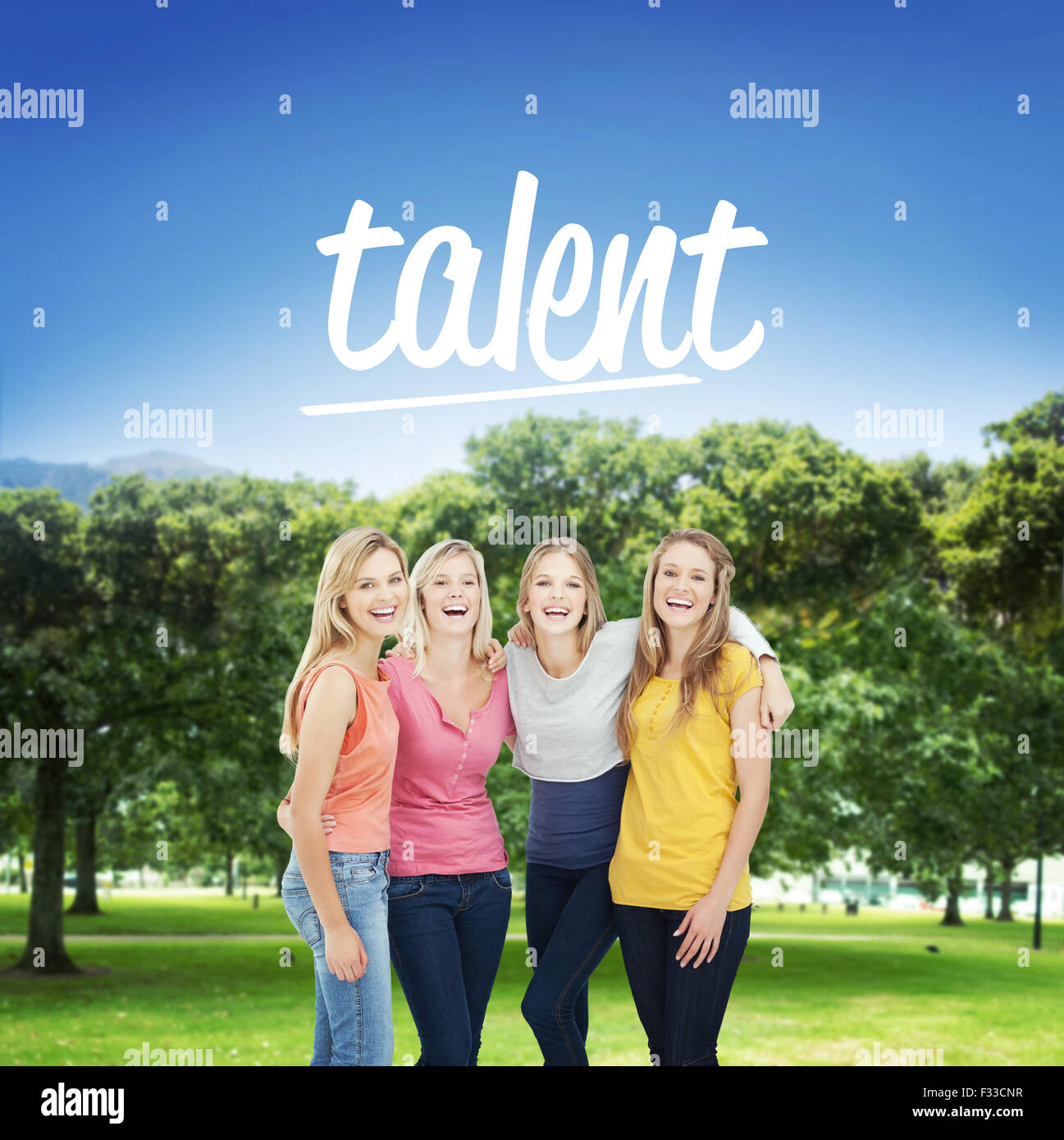 Talent against park Stock Photo